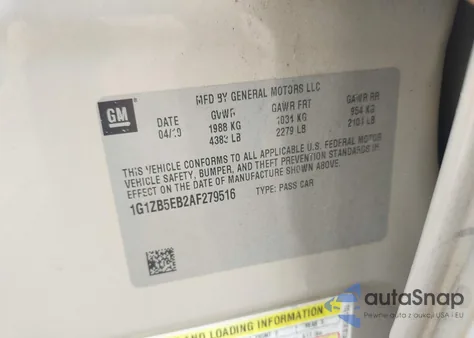 2010 Chevrolet Malibu Ls z USA, uszkodzony, nr VIN 1G1ZB5EB2AF279516